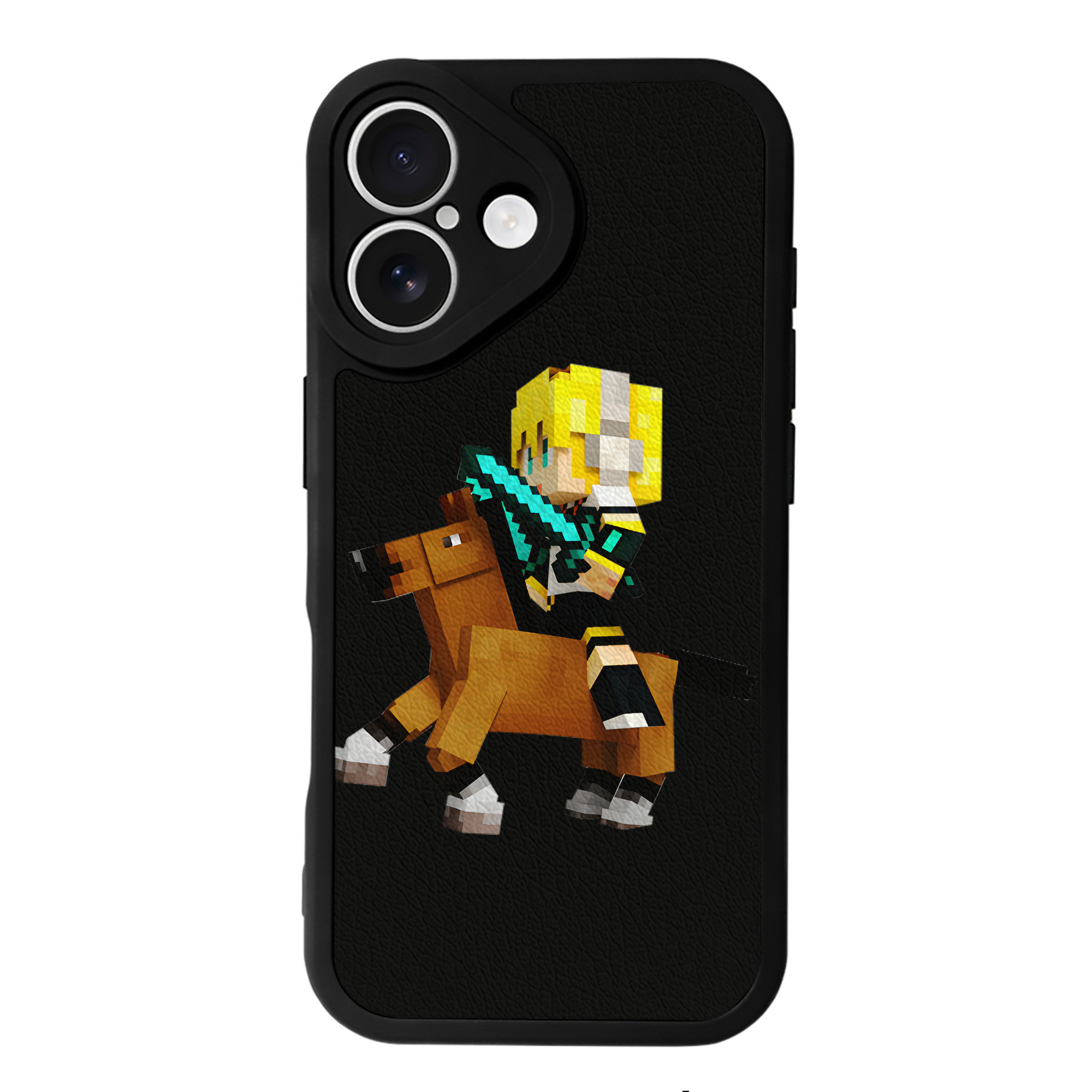 （画像用） マインクラフト ブロックの世界 Minecraft MC Block world 【iPhone 16シリーズ対応】シリコンスマホケース（レザー調） 材質：シリコン